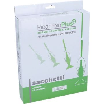 Sacchetti Carta Vk130-Vk131 Ricambio Plus Scatola 6 Pz Compatibile
