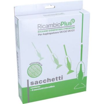 Sacchetti Microfibra Vk130-Vk131 Ricambio Plus  Scatola 6 Pz Compatibile