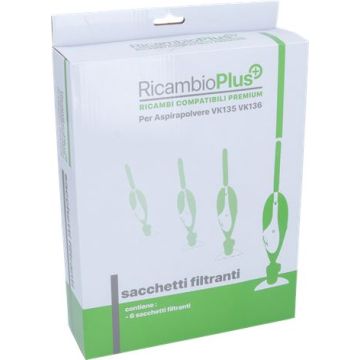 Sacchetti Vk135-Vk136 Ricambio Plus Scatola 6 Pz Compatibile
